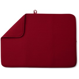 Bellemain XXL Dish Mat 24" x 17" ( LARGEST MAT ) Microfiber Dish Drying Mat , Super absorbent ( Red )