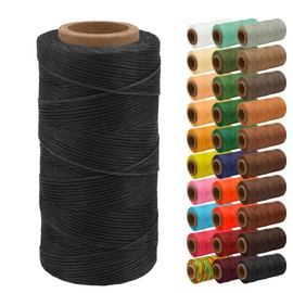 Uiopa Wax Thread, 1 mm x 200 m Flat Waxed Leather Yarn, Leather Sewing Thread, Saddle Yarn, Waxed for Leather Projects, Repair, Bookbinding, DIY Crafts