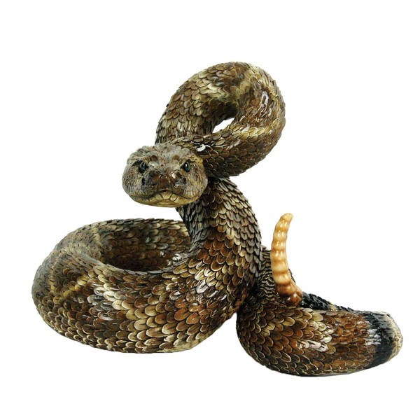 Michael Carr Designs Western Diamondback Rattlesnake L - Outdoor Snake Figurine for gardens, patios and lawns (80057),Brown
