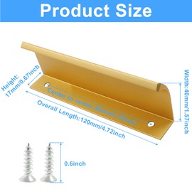 Auvotuis 2 Pack Rose Gold Cabinet Pulls, 120mm / 4.72" File Cabinet Handles, Edge Gold Hidden Drawer Door Cabinet Handle, Aluminum Finger Bar Pull for Home Kitchen Living Room Door Drawer