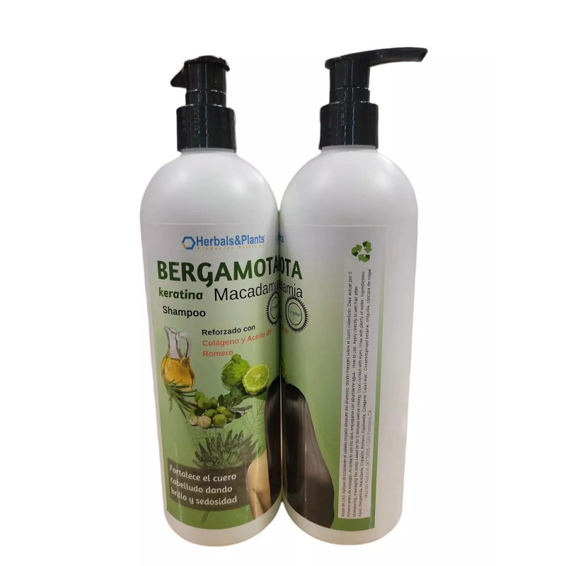 Macadamia 2 Shampoo Bergamota Macadamia Reforzado Colageno Aceite Romero Hecho