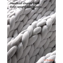 YnM Knitted Weighted Blanket, Hand Made Chunky Knit Weighted Throw Blanket for Sleep, Stress or Home Décor (Silver Grey, 50"x60" 10lbs)