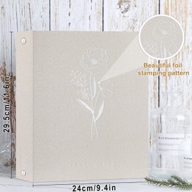 Lanpn Photo Album Scrapbook 8x11 8.5x11, Linen Hard Cover Archival Acid Free Top Load Pocket Photo Book with Sleeves that Holds 52 Vertical Only 8.5 x 11 Picture (Beige)