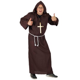 Foxxeo Deluxe Monk Costume for Men Brown Monks Tunic Church Size S, M, L, XL, XXL, XXXL and XXXXL., s