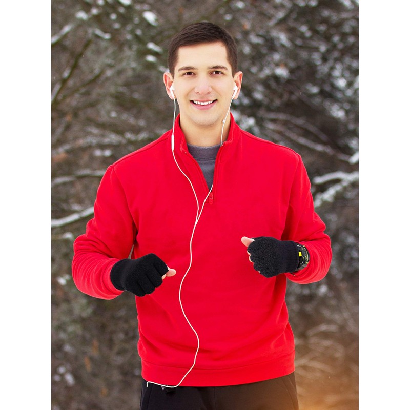 SATINIOR 2 Pair Unisex Winter Half Finger Gloves Knitted Fingerless