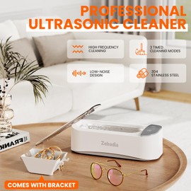 ZEBADIA Ultrasonic Jewelry Cleaning Machine: 400ml Silver Jewlery Sonic Cleaner Machine for Jewlery, Eye Glasses, Sliver, Rings, Makeup Brush, Coins, Parts, Stainless Steel Tank, 3 Cleaning Modes