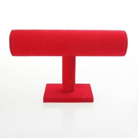 SCIKHEFT Jewelry Organizer Stand for Women - T-Bar Bracelet, Watch & Hair Tie Storage Display Rack with Travel-Friendly Design(Red Velvet)