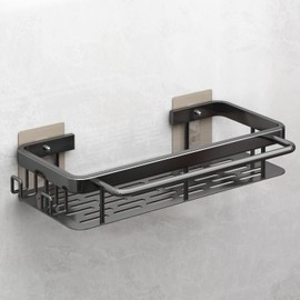 FOXWHALE Sink Organiser for Kitchen Drilling Kitchen Caddy Holder Shelf for Kitchen Accessories Dish Soap/Sponge/Brush, Black Sink with Towel Holder and Hook (Black)