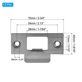 PATIKIL 2-3/4" Door Lock Strike Plate,2 Pcs Stainless T Strike Deadbolt Strike Plate,Door Backplate for Interior Exterior Door Use(Large Hole), Gunmetal