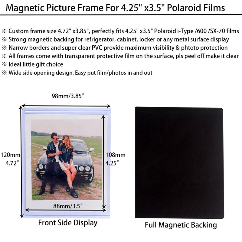 SULEPE Polaroid Magnetic Picture Frame 3.5x4.25 Inch, Fridge Magnet Frame