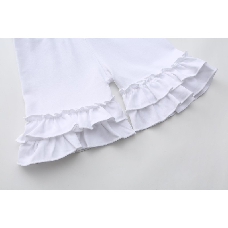 VilyR Girls Solid Cotton Ruffles Shorts (White,6-7Y)