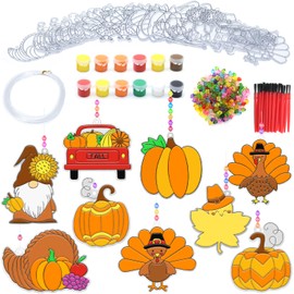 27 Sets Thanksgiving Craft Kits DIY Window Paint Art Suncatchers Craft Kits Fall Leaf Pumpkin Turkey Suncatcher Decorations Autumn Sun Catchers for Kids Classroom Harvest Party Arts and Crafts