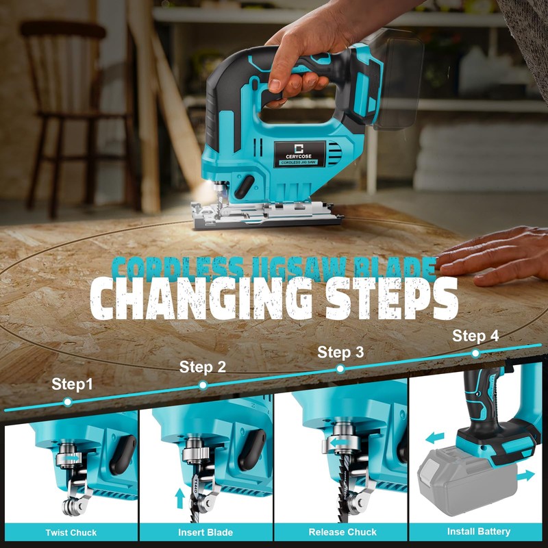 Cerycose Jigsaw Compatible With Makita 18V, Cordless jig saw tool