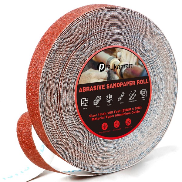 Emery Cloth Roll, 60 Grit Sandpaper Roll, 1" x 98