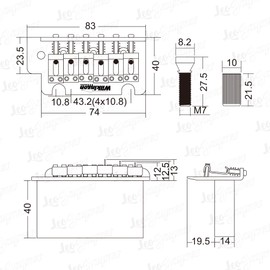 Wilkinson WOV05 2-1/8inch 2-Point Vintage ST Guitar Tremolo Bridge for Strat Electric Guitar (WOV05 Black)
