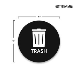 Sutter Signs 4" Trash Stickers for Trash Can 3pcs | Weatherproof Indoor Outdoor Waste Management Decal Label Signs for Garbage Cans, Yard Waste, and Recycling Bins