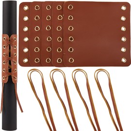 GORGECRAFT 20Pcs Leather Walking Stick Grip Kit Anti-Slip Handlebar Hand Grips Thruster Covers Wraps with 20Pcs Strap Rope for Motorbikes Bicycle Modification Accessories Camel Color 4.61 x 4.37 Inch