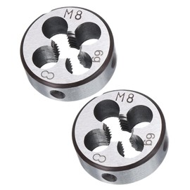 TA-VIGOR 2pcs M8 x 1.25 Metric Adjustable Threading Die, Alloy Tool Steel Right Hand Round Die for Processing, Correcting or Cleaning External Threads (Metal, Plastic)