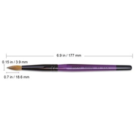 PANA Pure Kolinsky Hair Acrylic Nail Brush - Round Shape Black Ferrule with Purple Wood Handle (Size 8) - for Acrylic Nail Application, Nail Extension Manicure Pedicure Salon Beginner and Professional