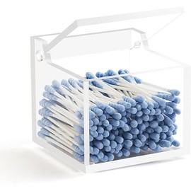 COKWEL Acryl Wattestäbchen Behälter, Make up Pads und Kosmetik-Aufbewahrungsbox, Wattepads Aufbewahrung, Wattepadspender, Transparente Wattestäbchen Organizer Q-Tip Spender Halter für Badzimmer