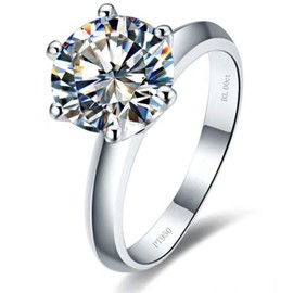 9.0mm 3CT NSCD Simulate Solitaire Diamond Ring for Women Engagement 6 Prongs Setting Ring (5.5)