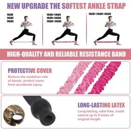 Ankle Resistance Bands with Cuffs, Ankle Weights for Leg Butt, Ankle Resistance Band for Kickbacks Hip Fitness Training, Glutes Workout Equipment (【Entry Level】-10-30LB-A Set-Pink)