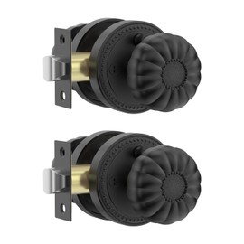 Amerdeco 2 Pack Privacy Matte Black Door Knobs,Black Door Knobs Interior,Heavy Duty Bedroom and Bathroom Door Knob