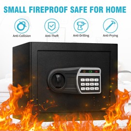 ToruKeep 1.6 Cuft Safe Box, Home Safes with Fireproof Waterproof Bag, Anti-Theft Safety Box with Digital Keypad, Smart Alert System, Spare Keys, Removable Shelf, LED Light, Personal Document Safe