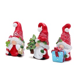 Hodao Christmas Gnomes Decorations - Handmade Elf Scandinavian Tomte Figurines for Xmas Decor, 3pcs, Red