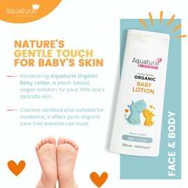Aquatural Organic Baby Lotion for Newborn, Natural Face & Body Cream Baby Moisturizer, Toddler Lotion Moisturizing Delicate, Dry Skin - Gentle Kids Lotion Sensitive Skin, Lavender Lotion, 10.14fl oz