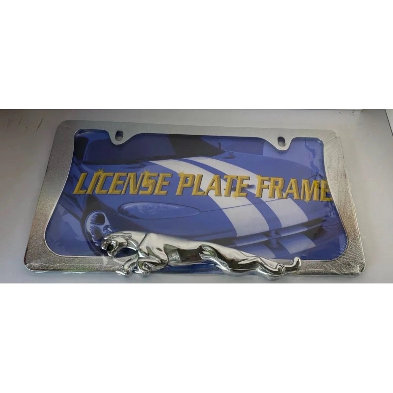 Decor Panther , Jaguar Zinc Chrome Metal License Plate Frame.