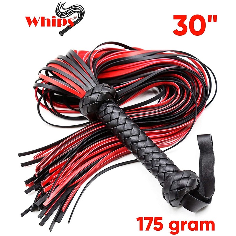 Whip 30" Red Horse Crop for Cosplay Faux Leather