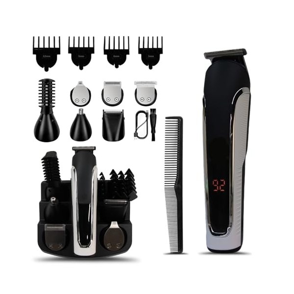 Multi Functional Grooming kit,Stainless Steel Blade,Intelligent Digital Display,Anti Slip Design,IPX7