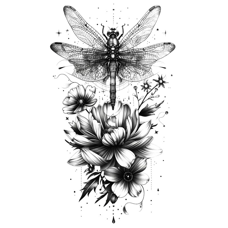 6 Sheets Temporary Dragonfly Tattoo Dragonfly Tattoo Butterfly Tattoo AI