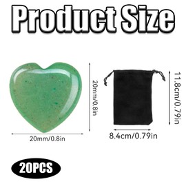 Tyrzol 20 Pcs Healing Crystals Natural Heart Stones Set Crystals and Gemstones Healing Crystal Gifts and Gemstones with Storage Bag for Beginners Stress Relief Meditation Yoga, Healing Gifts