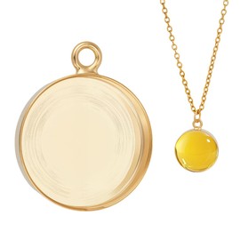 BENECREAT 925 Sterling Silver Bezel Cup, 16mm Round Blank Bezel Pendant with Loop for Earring Necklace DIY Jewelry Making, 14K Gold Plated Color