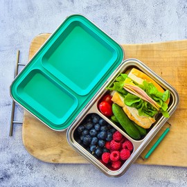 EcoCocoon Bento Lunch Boxes - 2 Compartment, Emerald Green