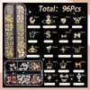 Gold Nail Charms, Crown Star Bow Butterfly Planet Dollar Sign