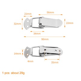 4 Pack Stainless Steel Spring Loaded Toggle Latch, Silver Catch Hasp Clamp Clip Lock with 304 Stainless Steel Screws for Cabinet, Wooden Case, Box, Chest (No locking hole, Medium/4pcs)