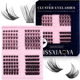 Cluster Wimpern 144 Einzelne Wimpern DIY Wimpern Extensions Dünne Band Wide Stem Lash Cluster 4 Styles Mix 9-14mm Länge D Curl Falsche Wimpern Erweiterung Zu Hause (Mix 9-14mm,4 Styles Wimpern)