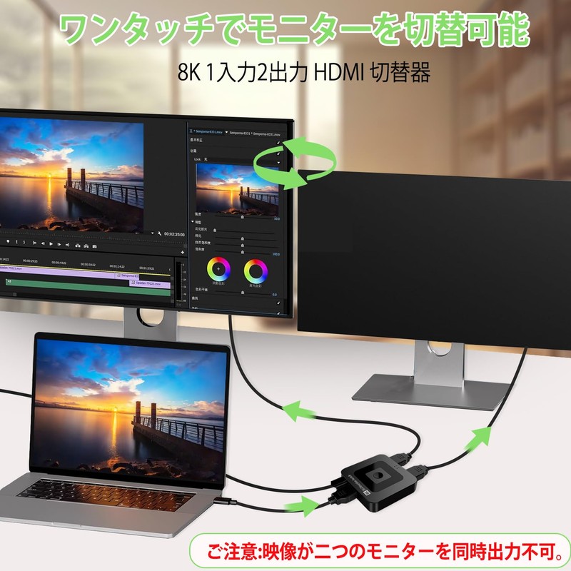 8K HDMI Switcher Bi-Directional 1 in 2 Output/2 in 1