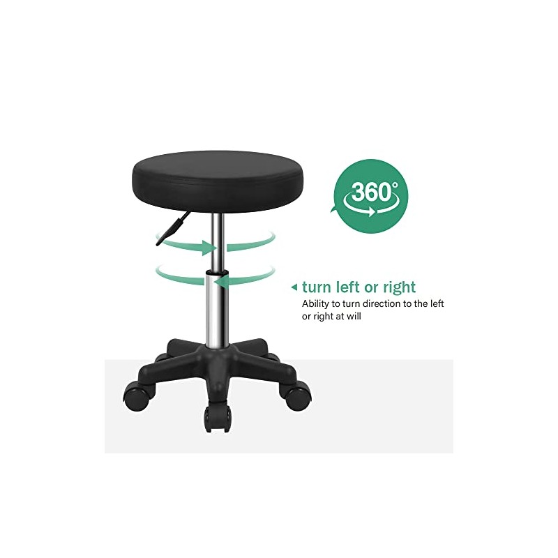 FURWOO Round Rolling Stool Height Adjustable Stool with Wheels for