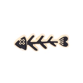 Black Fish Bones Enamel Pin Collect Cute Arts Metal Cartoon Brooch Backpack Clothes Collar Minimalism Lapel Badges Jewelry