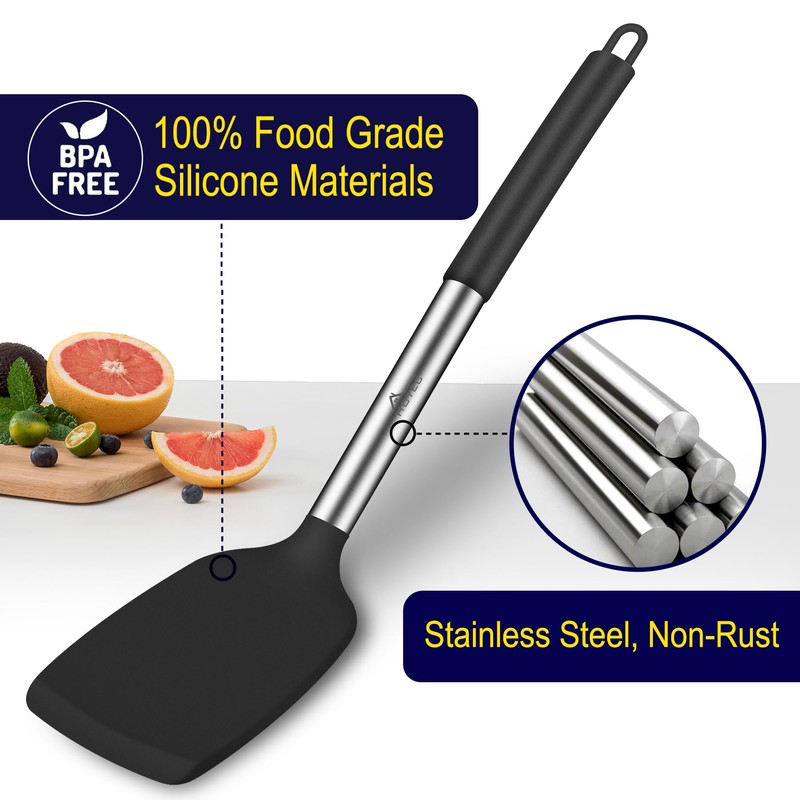 HOTEC Silicone Spatula Set of 2 Heat-Resistant 600°F & BPA-Free
