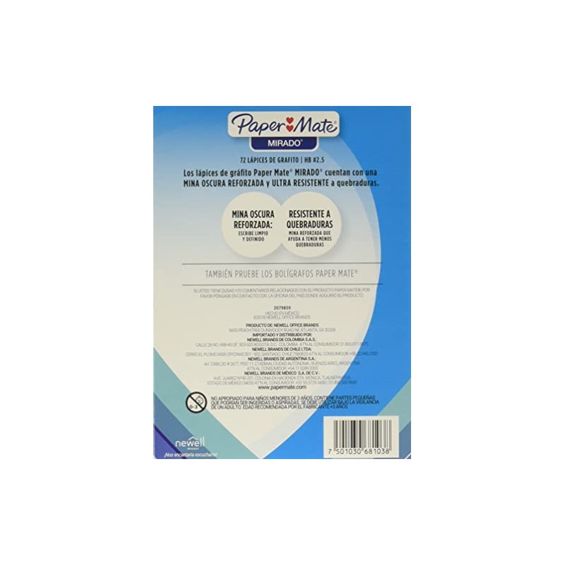 Paper Mate 1770968 Lápiz Mirado Hexagonal #2 1/2, CJ x