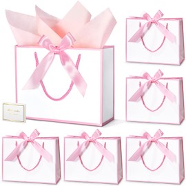 DOYIDE 30 Pcs Thank You Gift Bags with Tissue Paper, 9x7x3.1in Paper Gift Bags with Handles, Gift Wrap Bags with Bow Ribbon for Wedding Birthday Baby Shower Bridesmaid Party