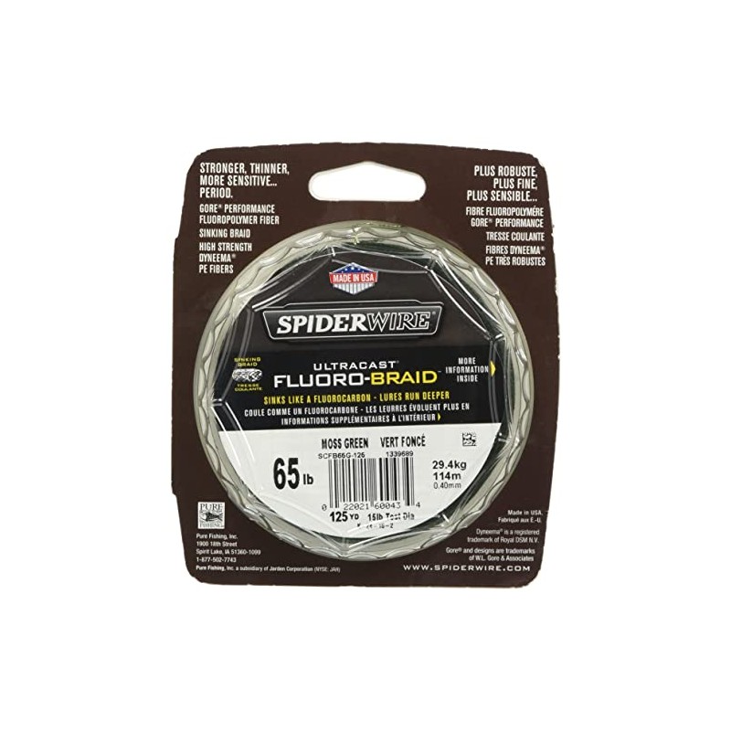 Spider Wire SCFB30G-125 Linea Fluorobraid, 30 lbs, 125 yds
