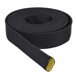 Electriduct 1.5" Hydraulic Hose Burst Protection Sleeving Nylon Hose Guard Protector Sleeve - 10 Feet - Black with Yellow Inner Liner