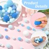 SUNNYCLUE 390Pcs Blue Pompom Balls Polyester Pom Poms Random Mixed