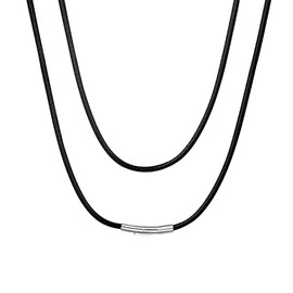 Leather Cord Necklace 3mm 16 Inch Black Braided Wax Rope Cord Chain for Pendant Women Ladies Mens Leather Chain